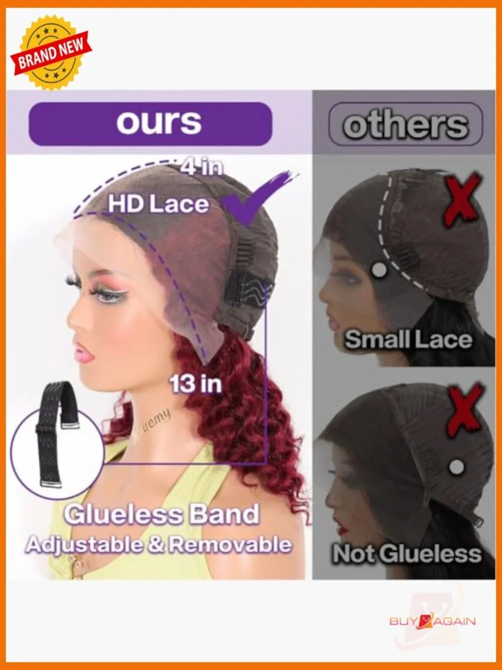 Deep Wave BOB Lace Front Wig Human Hair Glueless Wear Go 14in